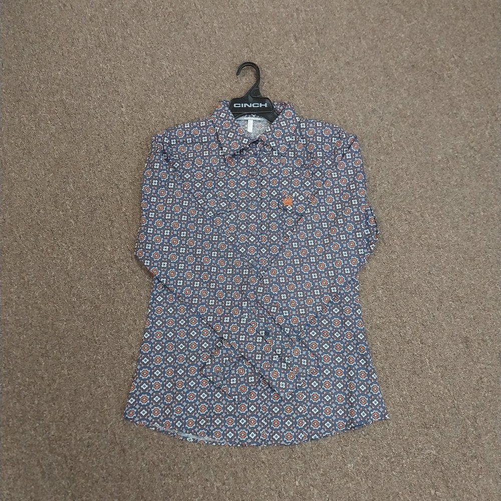 Cinch Women's Long Sleeve Button Shirt - Blue Print